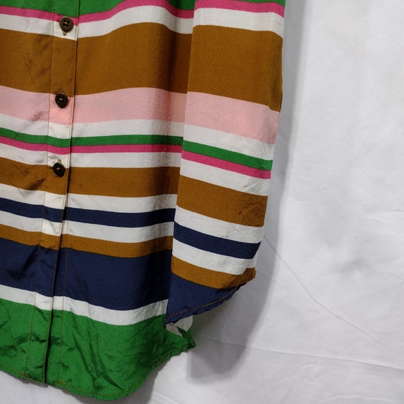 Fossil 100% Silk Color Strips Dress Womens S Multicolor Retro 90s Beach Vacation - Picture 3 of 8